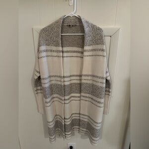 Athleta Gray and Cream Striped Cardigan
